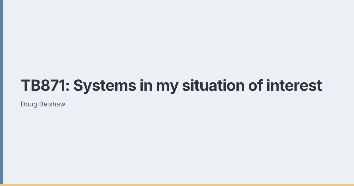 TB871: Systems in my situation of interest